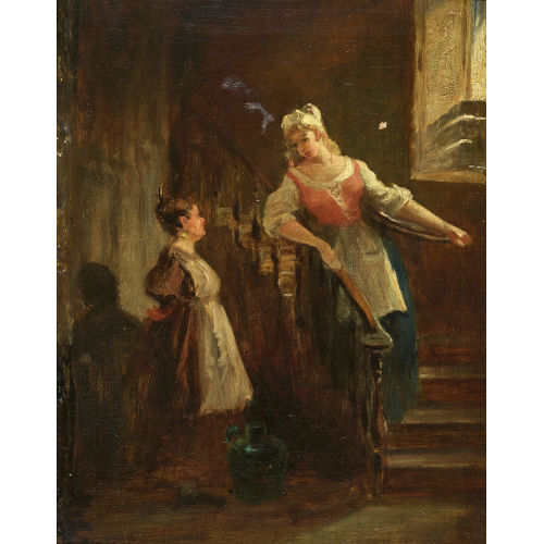 19. JH. ENGLAND : Interieur mit M�gden im Gespr�ch (DOBIASCHOFSKY AUKTIONEN AG)