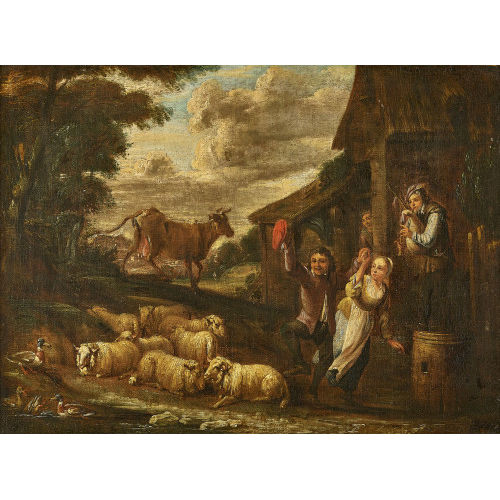 DAVID I TENIERS : Tanzendes Paar vor einer Schenke (DOBIASCHOFSKY AUKTIONEN AG)