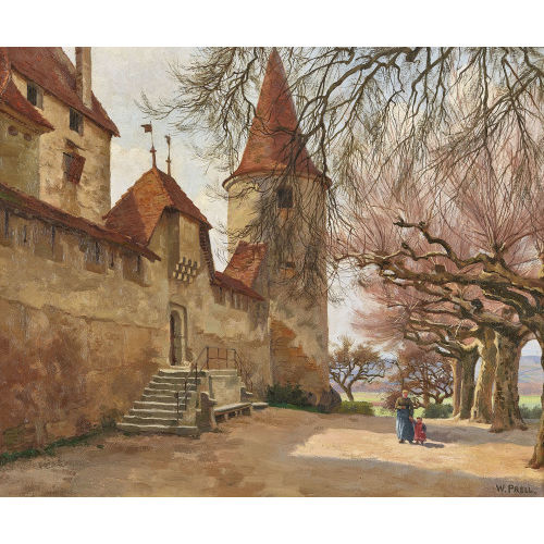 WALTER PRELL : 'Terrasse vor dem Schloss Avenches' (DOBIASCHOFSKY AUKTIONEN AG)