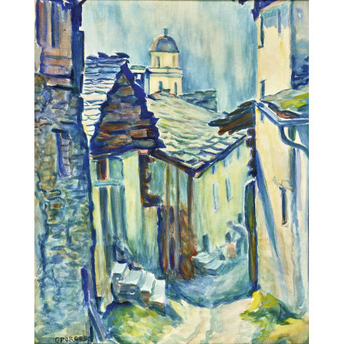 CLARA PORGES : Gasse in Soglio (Bergell) (DOBIASCHOFSKY AUKTIONEN AG)