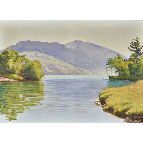 PLINIO COLOMBI : Thunersee mit Sigriswilergrat und Niederhorn (DOBIASCHOFSKY AUKTIONEN AG)