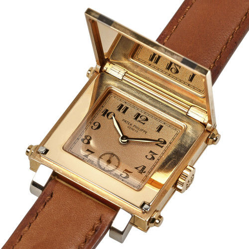 PATEK PHILIPPE : Art Deco-style gentleman's wristwatch with cover (DOBIASCHOFSKY AUKTIONEN AG)