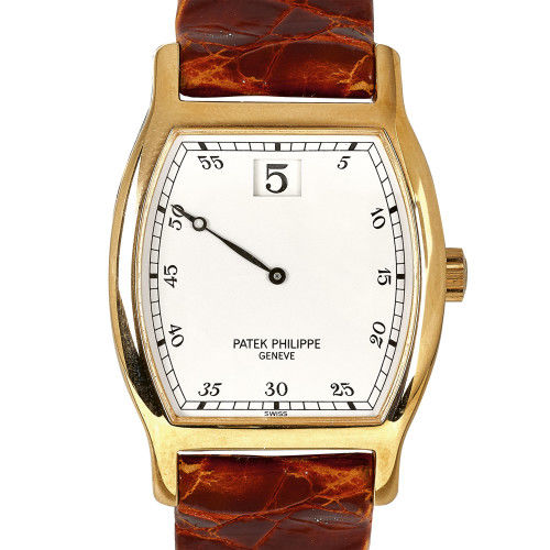 PATEK PHILIPPE : Gentleman's wristwatch 'Tonneau jubilaire', limited edition (DOBIASCHOFSKY AUKTIONEN AG)
