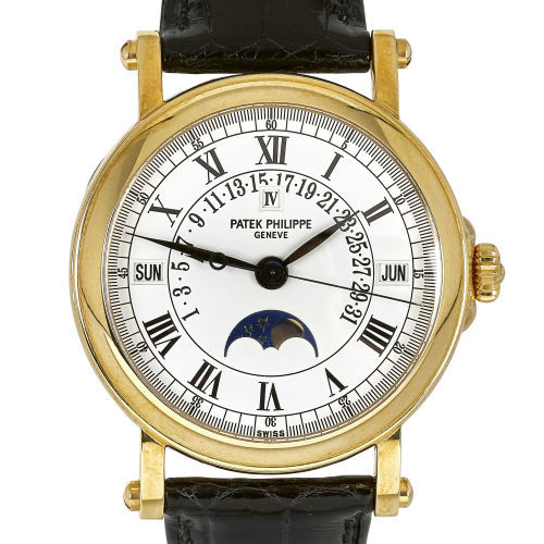 PATEK PHILIPPE : Art Deco-style gentleman's wristwatch 'Perpetual Calendar' (DOBIASCHOFSKY AUKTIONEN AG)