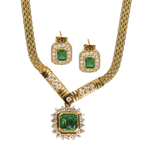 SMARAGD-DIAMANT-SET : (DOBIASCHOFSKY AUKTIONEN AG)