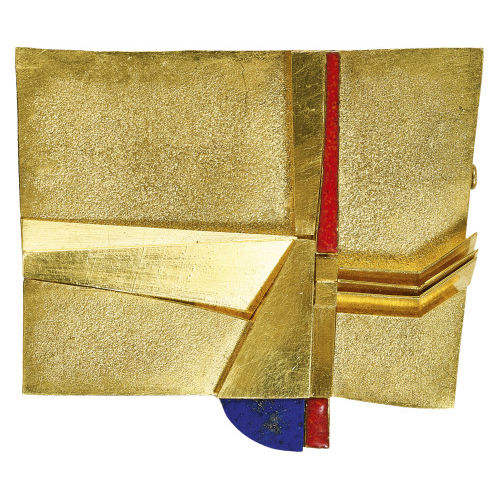 LAPISLAZULI-GOLD-BROSCHE : Othmar Zschaler, Bern (DOBIASCHOFSKY AUKTIONEN AG)