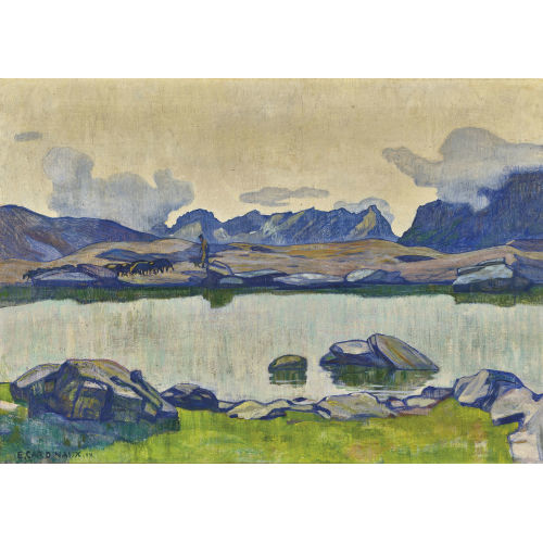 EMIL CARDINAUX : Bergsee mit Sch�fer und Schafherde (DOBIASCHOFSKY AUKTIONEN AG)