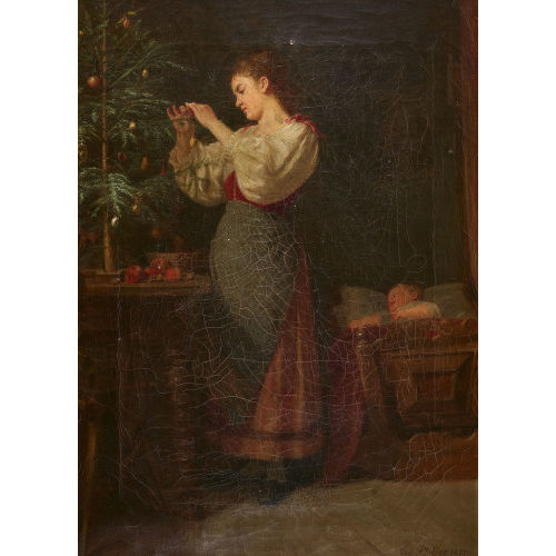 EDUARD PFYFFER : Mutter beim Schm�cken des Weihnachtsbaumes (DOBIASCHOFSKY AUKTIONEN AG)