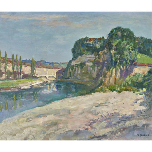 RAYMOND BUCHS : Vue de Fribourg avec le pont St-Jean (DOBIASCHOFSKY AUKTIONEN AG)