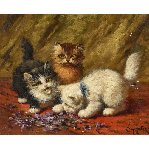 L�ON CHARLES HUBER : Spielendes K�tzchentrio (DOBIASCHOFSKY AUKTIONEN AG)