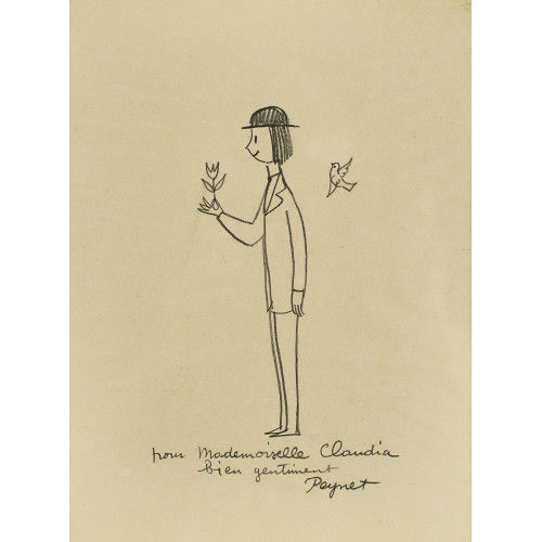 RAYMOND PEYNET : Mann mit Blume und Vogel (DOBIASCHOFSKY AUKTIONEN AG)