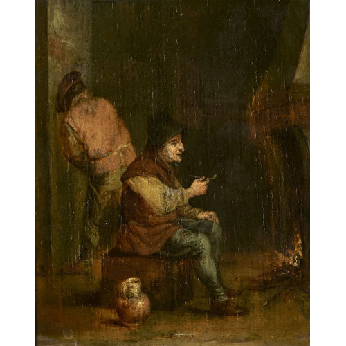 DAVID II TENIERS : Pfeifenraucher am Kaminfeuer (DOBIASCHOFSKY AUKTIONEN AG)