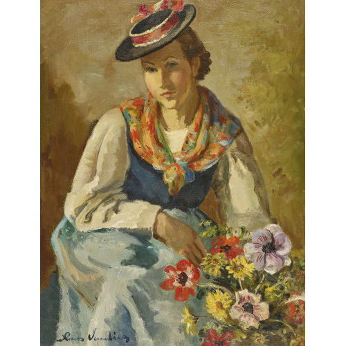 HANS VAUTIER : 'Walliserin mit Blumen' (DOBIASCHOFSKY AUKTIONEN AG)
