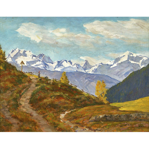 HENRI �DOUARD HUGUENIN-VIRCHAUX : 'Gulmeneck pr�s Riederalp' (DOBIASCHOFSKY AUKTIONEN AG)