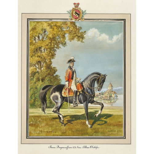 PIERRE FAVRE : 'Berner Dragoneroffizier 1779, beim Schlosse Oberhofen' (DOBIASCHOFSKY AUKTIONEN AG)