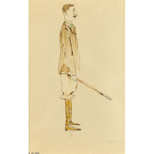 BARON EDMOND JEAN DE PURY : Pferdesportler mit Reitgerte (DOBIASCHOFSKY AUKTIONEN AG)
