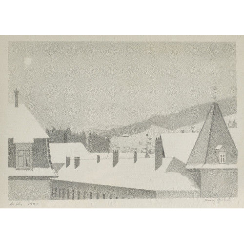 FRANZ GERTSCH : Verschneite Dachlandschaft (DOBIASCHOFSKY AUKTIONEN AG)
