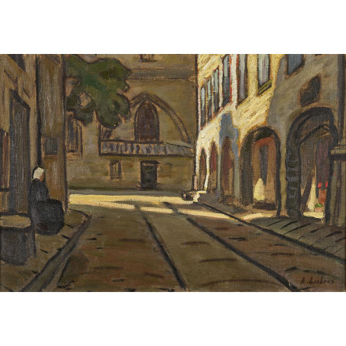 ALFRED LESBROS : 'Place de l'Eglise de Villeneuve' (DOBIASCHOFSKY AUKTIONEN AG)