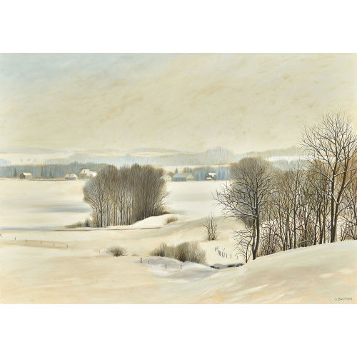 CLAUDE SAUTHIER : La Broye - paysage sous la neige (DOBIASCHOFSKY AUKTIONEN AG)