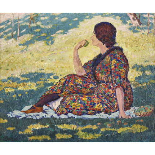 ALBERT SCHMIDT : Apfelesserin auf der Wiese (DOBIASCHOFSKY AUKTIONEN AG)