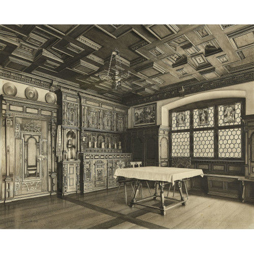 LOUIS DAVID SAUGY : Ansicht des Prunkzimmers aus der Rosenburg in Stans im Schweizerischen NationaLichtmassuseum Z�rich (DOBIASCHOFSKY AUKTIONEN AG)