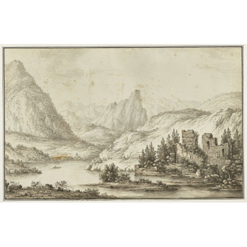 DANIEL D�RINGER : 'Prospect des verfallenen Schlosses Weissenau, am Thuner See, im Canton Bern' (DOBIASCHOFSKY AUKTIONEN AG)