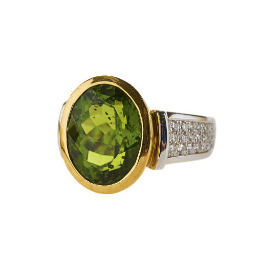 PERIDOT-DIAMANT-RING : (DOBIASCHOFSKY AUKTIONEN AG)