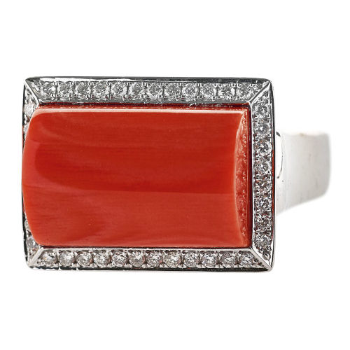 KORALLEN-DIAMANT-RING : (DOBIASCHOFSKY AUKTIONEN AG)