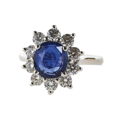 SAPHIR-DIAMANT-RING : (DOBIASCHOFSKY AUKTIONEN AG)