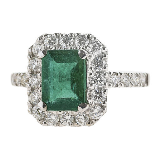 SMARAGD-DIAMANT-RING : (DOBIASCHOFSKY AUKTIONEN AG)