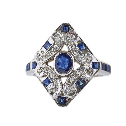 SAPHIR-DIAMANT-RING : (DOBIASCHOFSKY AUKTIONEN AG)
