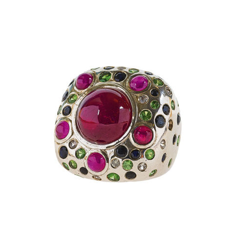 RUBIN-SAPHIR-TSAVORIT-RING : (DOBIASCHOFSKY AUKTIONEN AG)