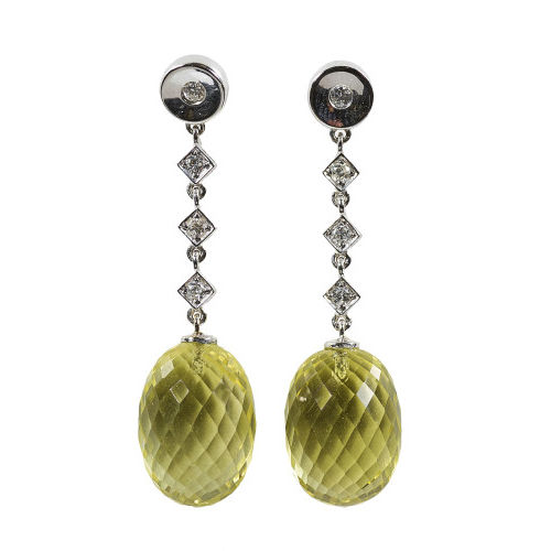 LEMONQUARZ-DIAMANT-OHRH�NGER : (DOBIASCHOFSKY AUKTIONEN AG)