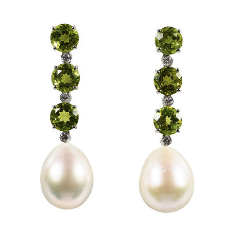 PERIDOT-PERLEN-DIAMANT-OHRH�NGER : (DOBIASCHOFSKY AUKTIONEN AG)