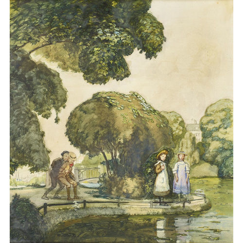 KARL ITSCHNER : Parklandschaft mit Sch�lern (DOBIASCHOFSKY AUKTIONEN AG)