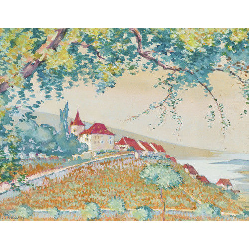 JAN PIETER TERWEY : Vue de Cerlier, au bord du lac de Bienne (DOBIASCHOFSKY AUKTIONEN AG)