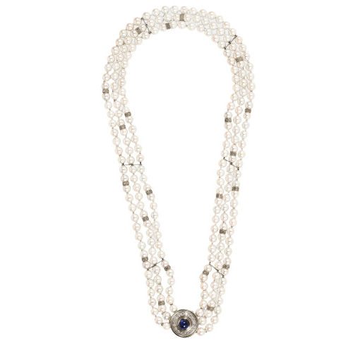 PERLEN-SAPHIR-BRILLANT-COLLIER : (DOBIASCHOFSKY AUKTIONEN AG)