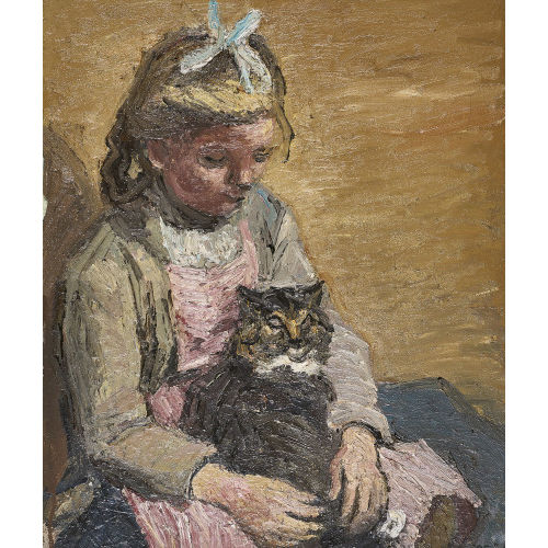 JOHANN PETER FL�CK : Sitzendes M�dchen mit Katze (DOBIASCHOFSKY AUKTIONEN AG)
