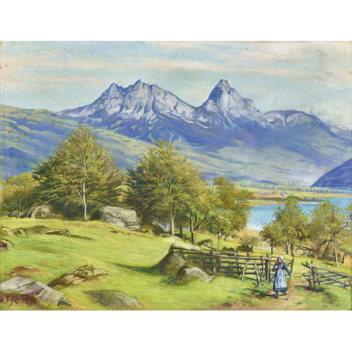 JOSEF CLEMENS KAUFMANN : Seelandschaft mit Bergkette (DOBIASCHOFSKY AUKTIONEN AG)