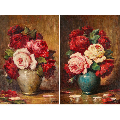 ROMANA ARREGUI : Rosenbouquets in Vasen. Gegenst�cke (DOBIASCHOFSKY AUKTIONEN AG)