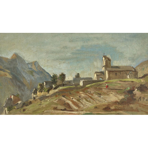 ALFRED DU MONT : Sonniges Bergdorf (DOBIASCHOFSKY AUKTIONEN AG)