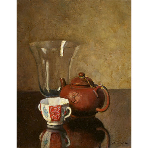 WERNER WEBER : Stillleben mit Teekanne, Tasse und Glas (DOBIASCHOFSKY AUKTIONEN AG)