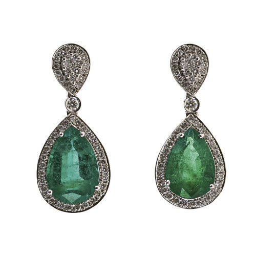 SMARAGD-DIAMANT-OHRH�NGER : (DOBIASCHOFSKY AUKTIONEN AG)