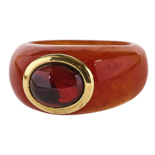 GRANAT-JADE-RING : (DOBIASCHOFSKY AUKTIONEN AG)