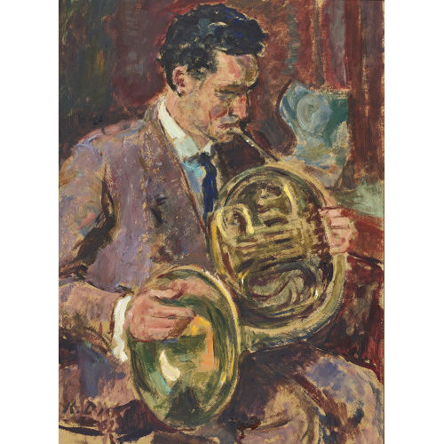 KARL THEOPHIL DICK : Musiker mit Horn (DOBIASCHOFSKY AUKTIONEN AG)
