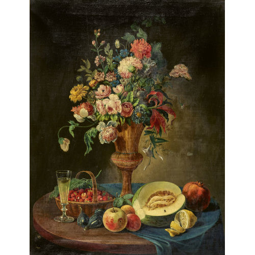 RAMEL : Stillleben mit Blumen, Fr�chten und Weinglas (DOBIASCHOFSKY AUKTIONEN AG)