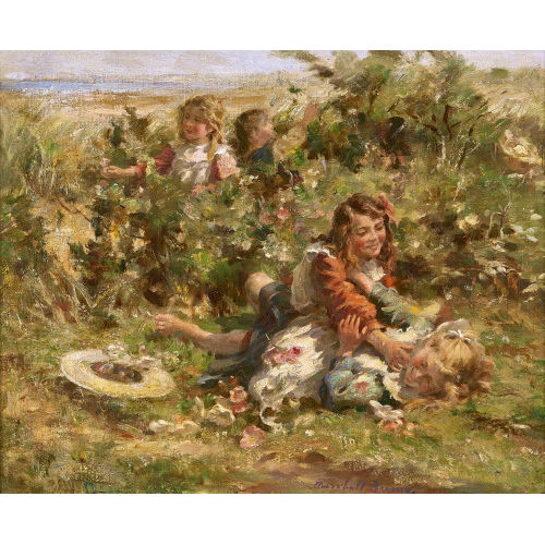 WILLIAM MARSHALL BROWN : M�dchen in der Blumenwiese (DOBIASCHOFSKY AUKTIONEN AG)