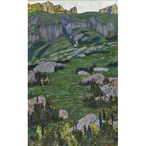 EMIL CARDINAUX : Berglandschaft mit Wasserfall (DOBIASCHOFSKY AUKTIONEN AG)