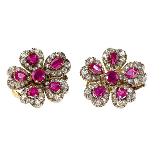 RUBIN-DIAMANT-OHRSTECKER : Um 1900 (DOBIASCHOFSKY AUKTIONEN AG)