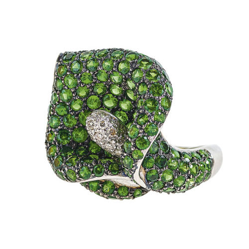 TSAVORIT-BRILLANT-RING : (DOBIASCHOFSKY AUKTIONEN AG)